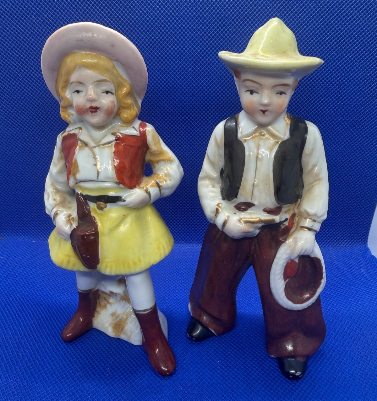 Cowboy & Cowgirl Set Made In Occupied Japan 5.5 Inch Porcelain Figurine