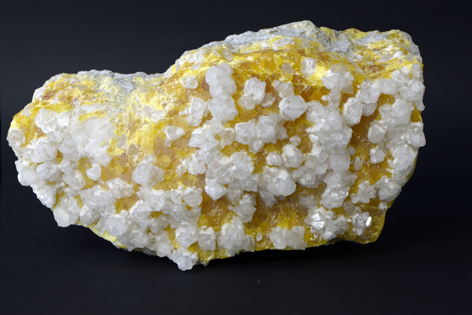 Large Lustrous Celestine Crystals on Native Sulfur - La Grasta Mine Sicily