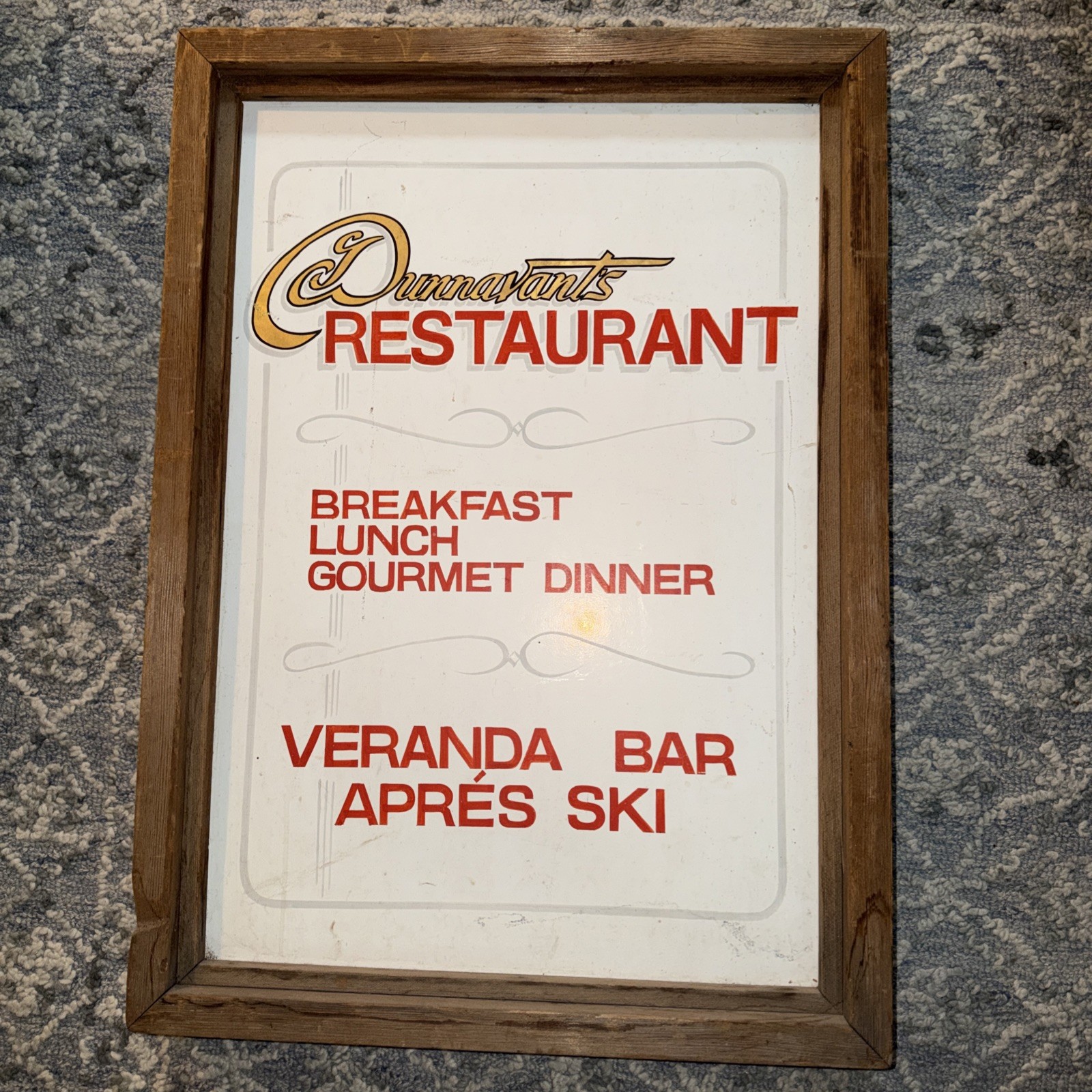 Vintage Double Sided Dunnavants Restaurant Sign Aspen CO 1970’s