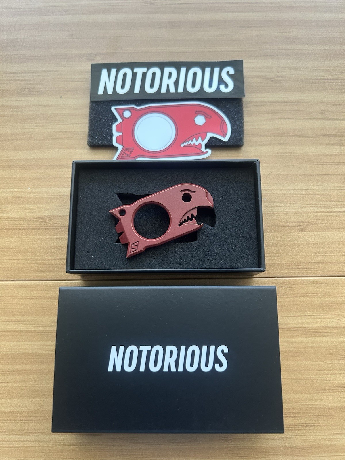 Notorious EDC Baby Beer Bomb Crimson DISTRESSED Cerakote Brass