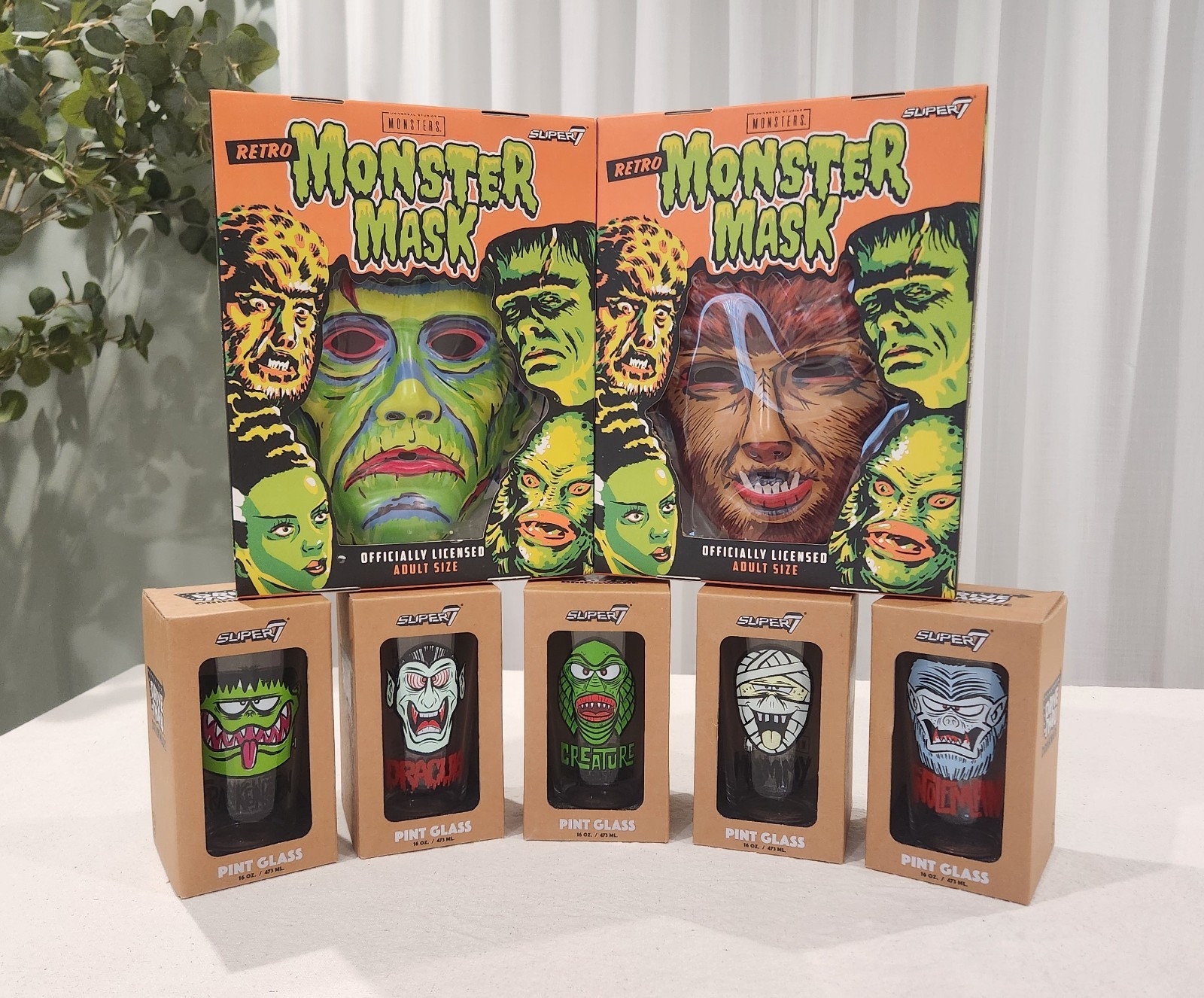 Universal Studios Super 7 Monster Masks (2) and Glasses (5) Set of 7 Items NEW
