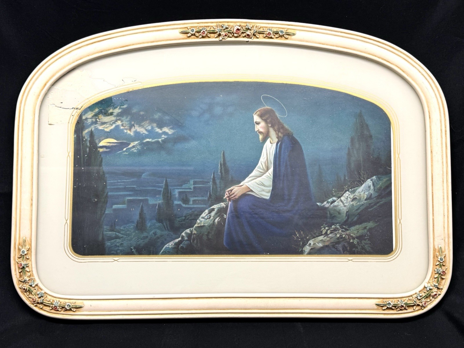 Early 1900's Jesus Christ on The Mount of Olives 13.5” X 19.5