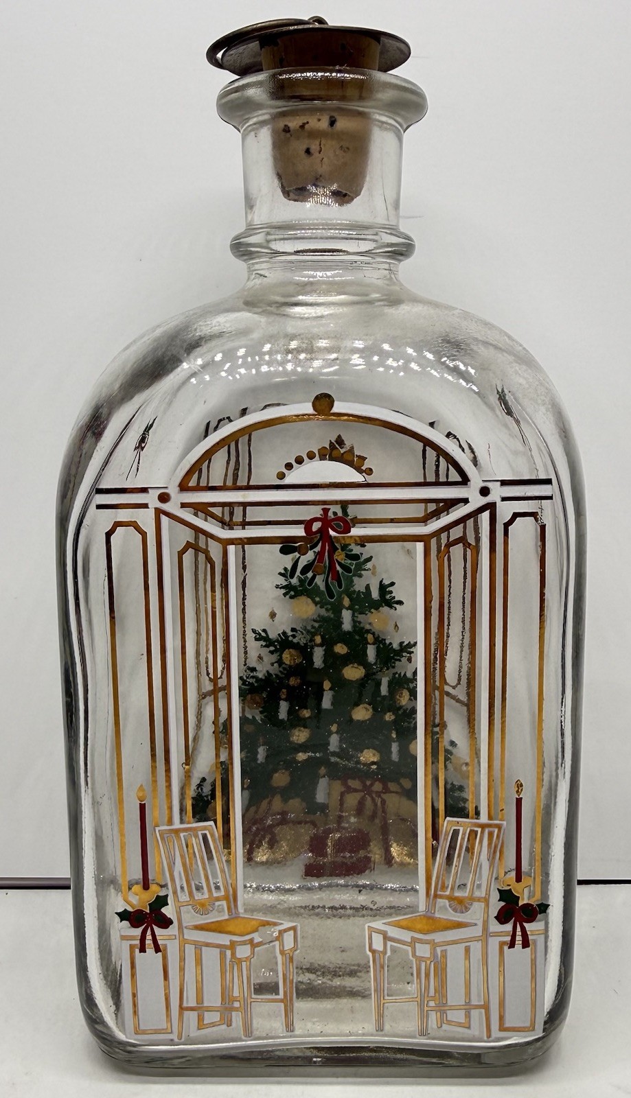 Vtg HolmeGaard Decanter Advent Christmas Tree Barware Gold Trim Brass Cork Vtg HolmeGaard Decanter Advent Christmas Tree Barware Gold Trim Brass Cork