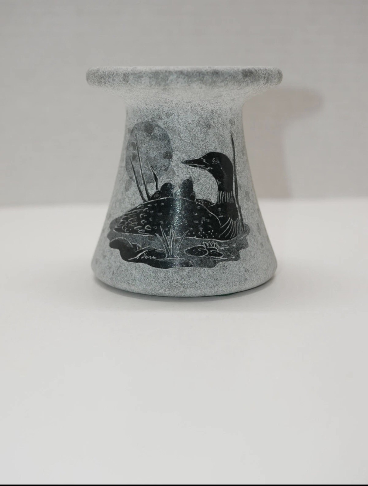 Vintage SIKU Loon & Babies Lake Moon Soapstone Candle Holder Handcrafted Canada
