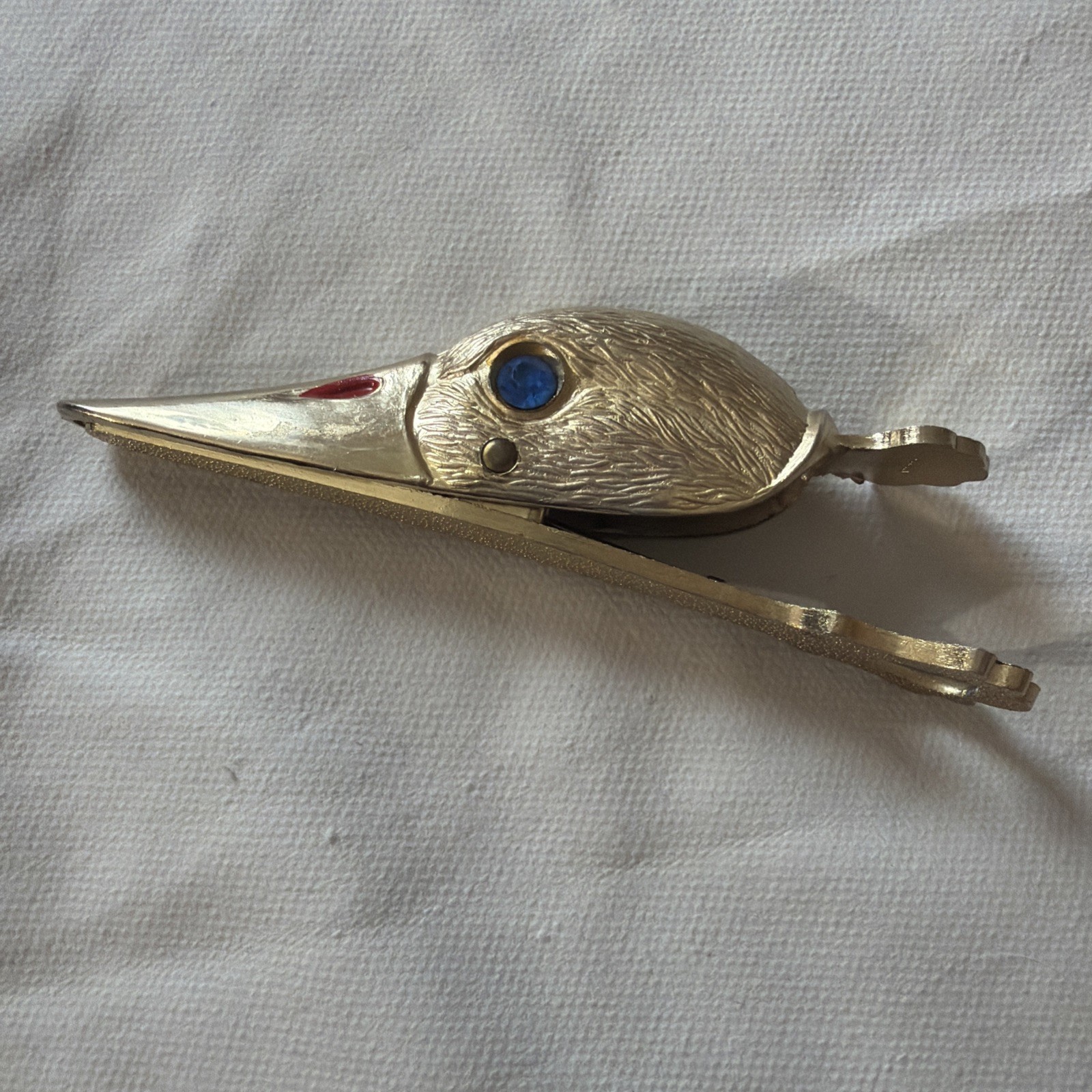 Vintage SRG Japan Mallard Duck Bill  Letter Clip Prayer Card Holder Gold Tone