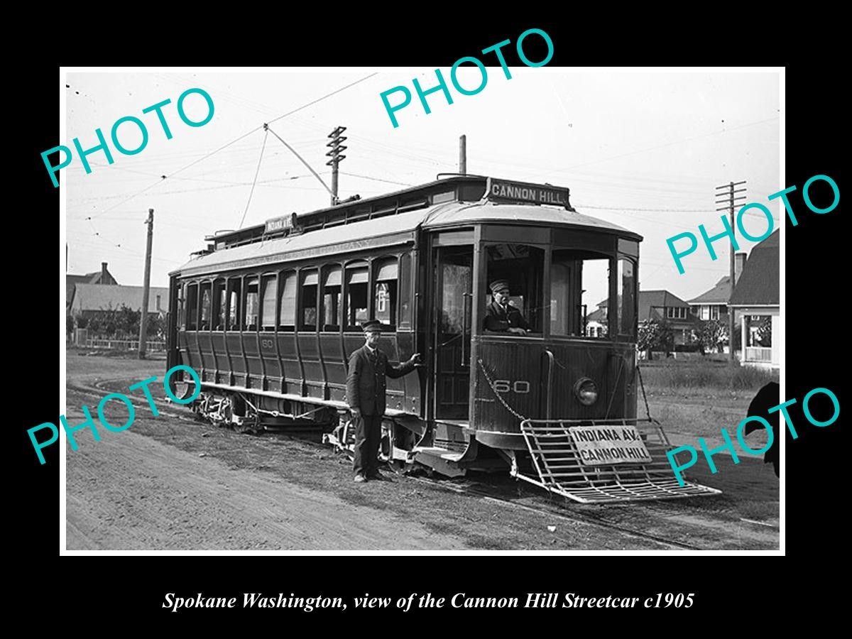 OLD 8x6 HISTORIC PHOTO OF SPOKANE WASHINGTON THE CANNON HILL STREETCAR c1905