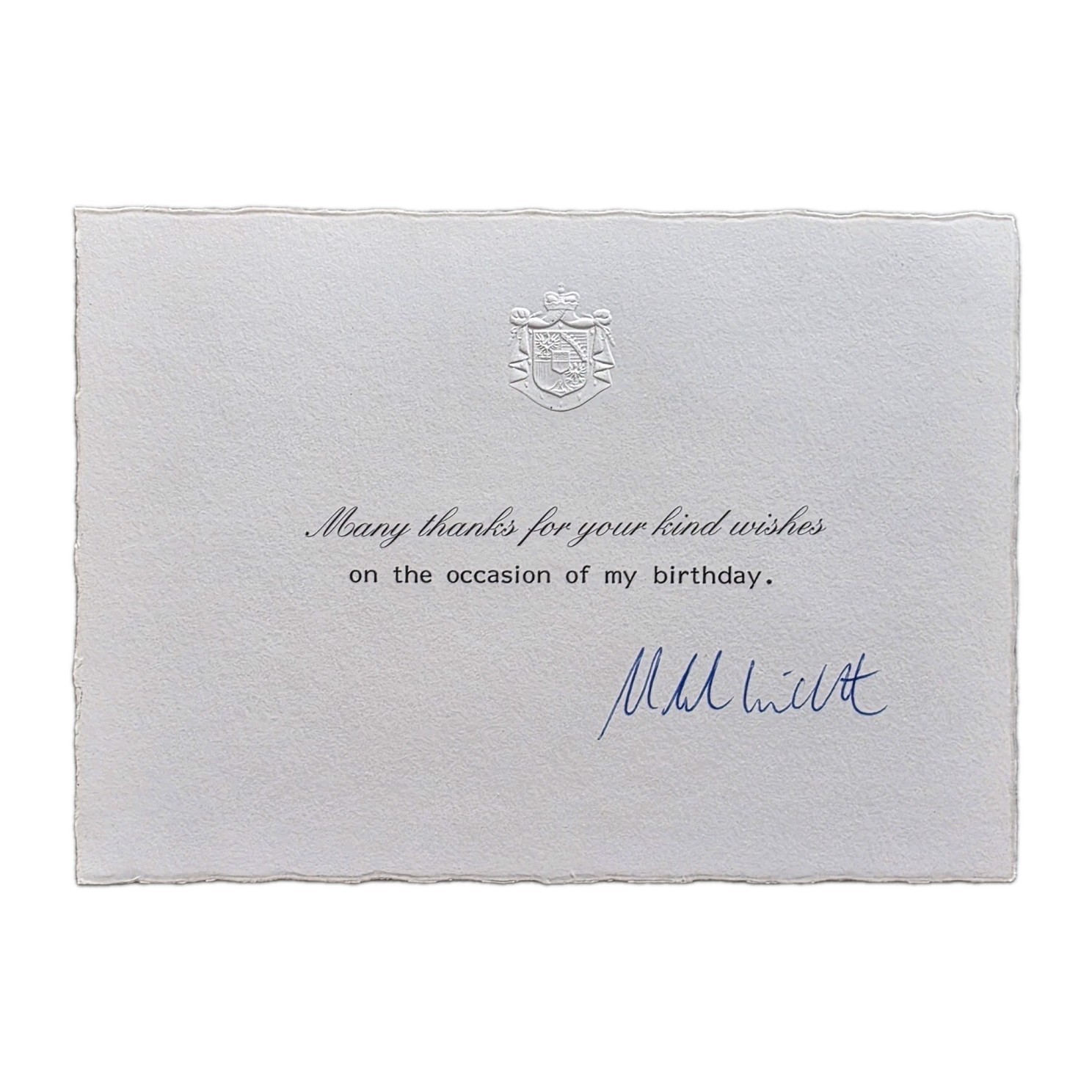 1990 Prince Hans-Adam II of Liechtenstein Signed Mourning Card Reigning Monarch