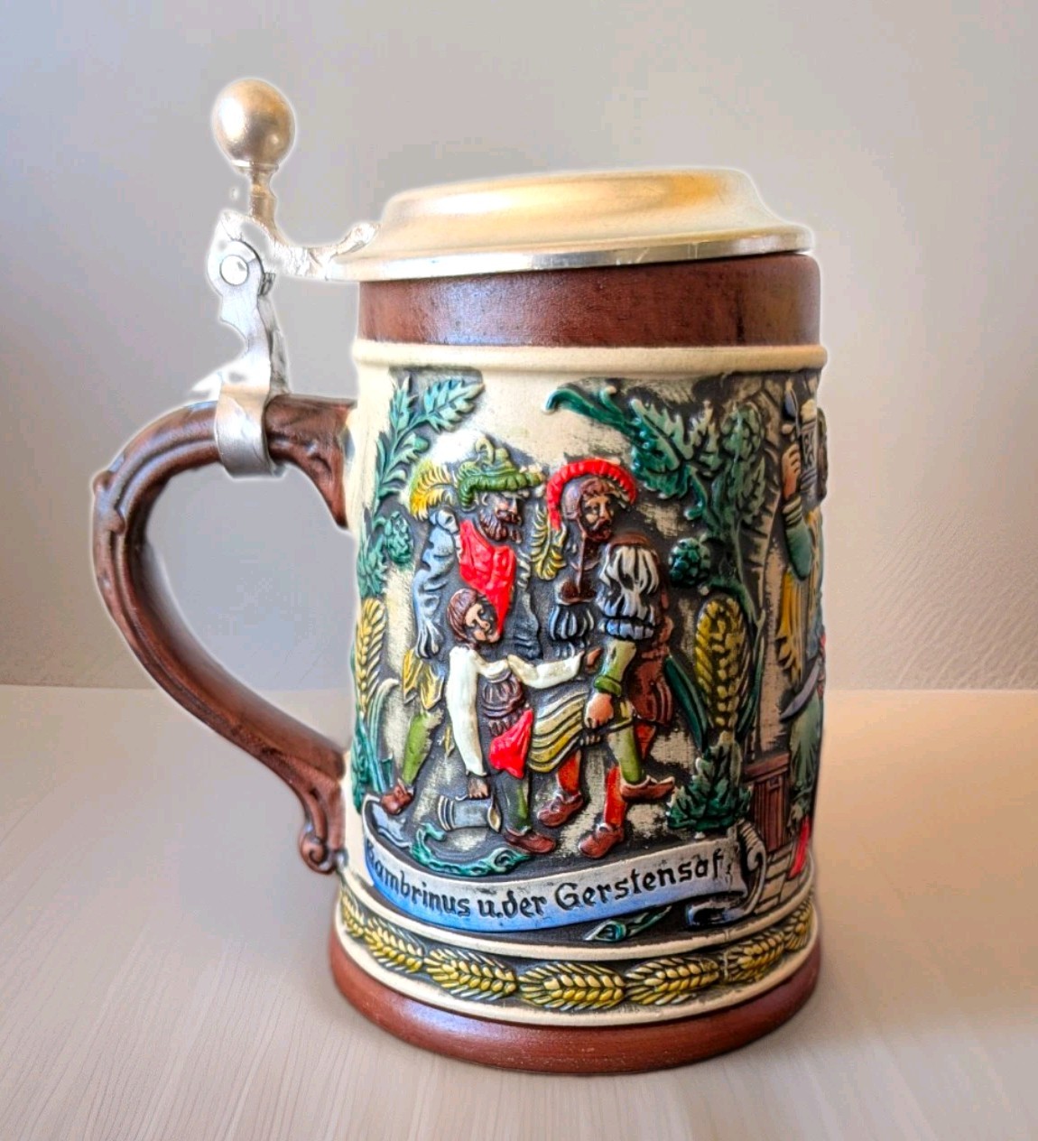 Vintage Original Gerzit / Gerz German beer stein featuring Gambrinus