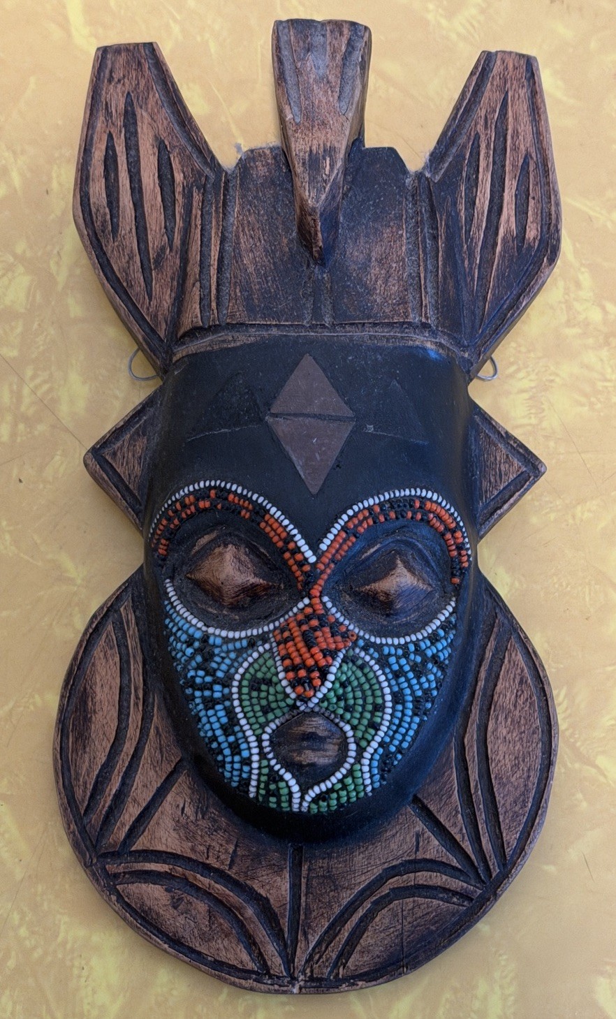 Vintage African Tribal Mask Handmade Wood Wall Hanging - Ashanti, Akan, Ghana(?)