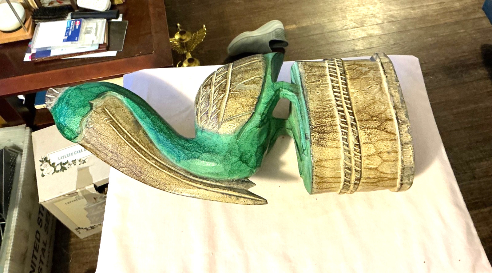 a wooden handpainted detailed design pelican 19