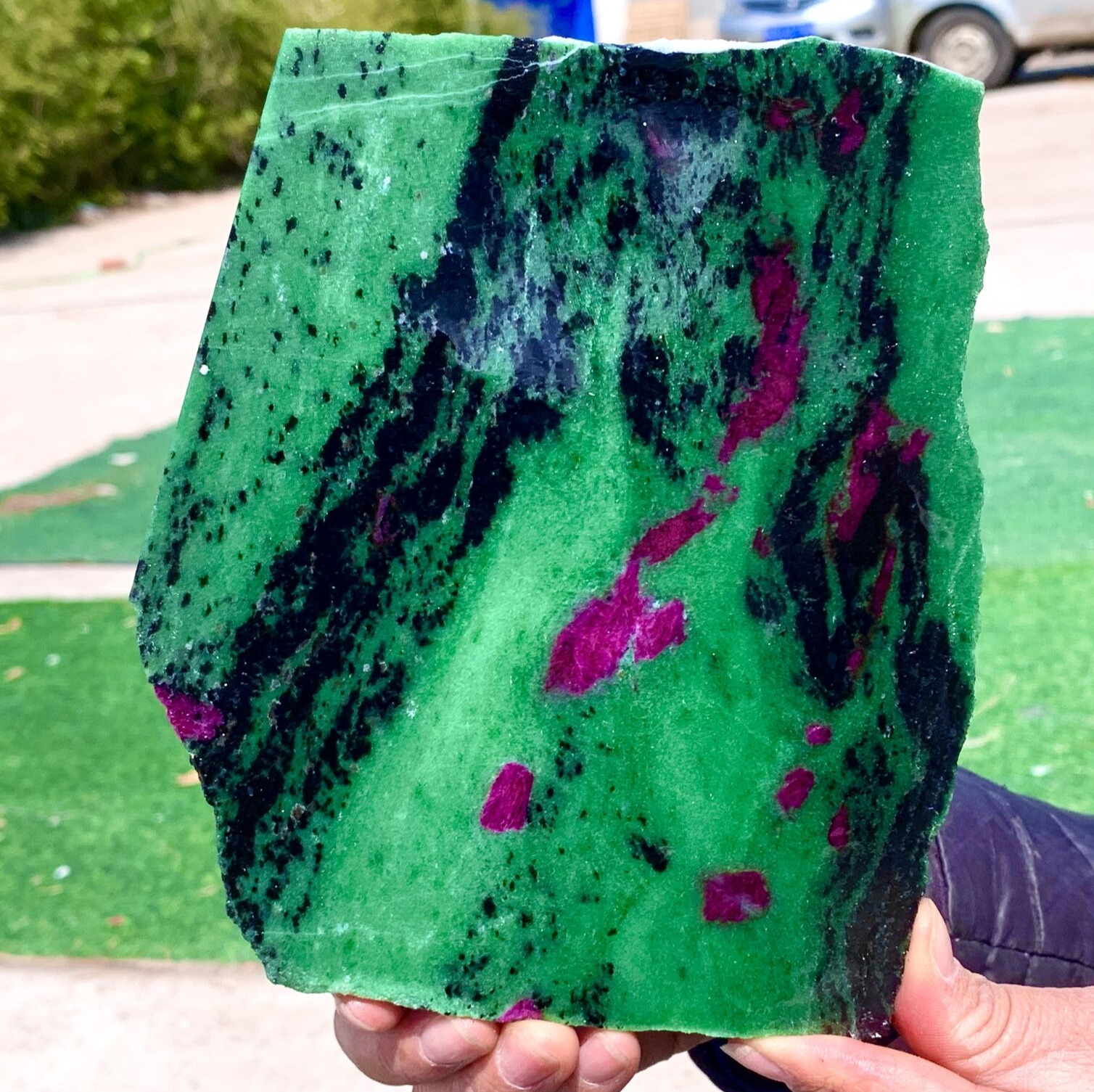 1.3LB Natural green Ruby zoisite (anylite) slice crystal slab sample Healing