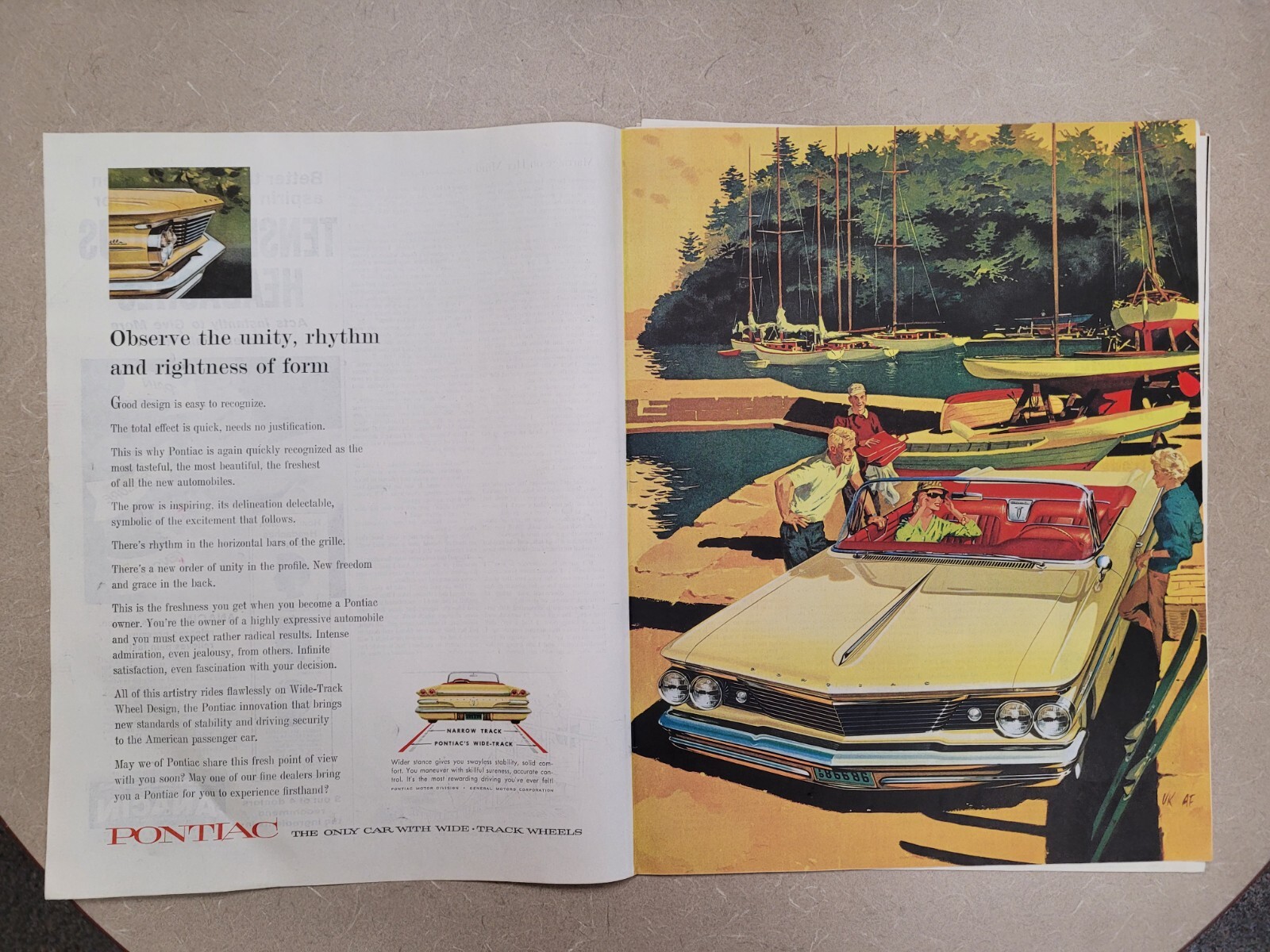 VTG 1959 Orig Magazine 2PG Ad PONTIAC Car Observe The Unity, Rhythm & Rightness