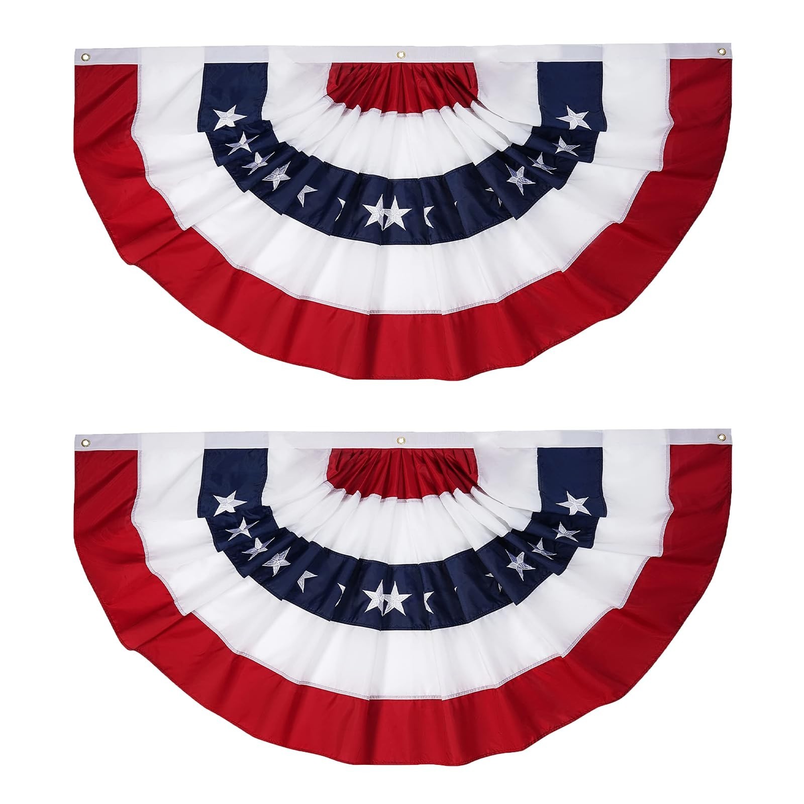 FRF FLAG American Flag Bunting 2x4 Ft (2 PCS), Embroidered Patriotic Bunting ...