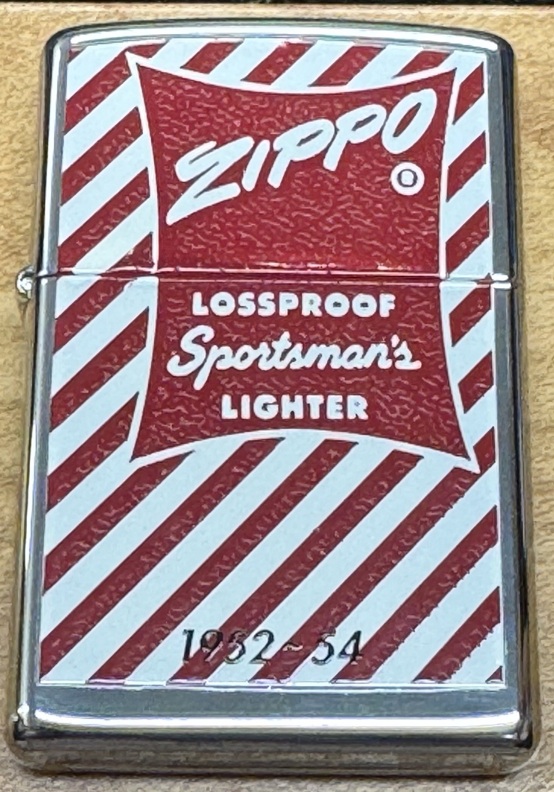 ZIPPO 2000 BOXTOP SERIES LOSSPROOF SPORTSMAN 1952-54 LIGHTER UNFIRED IN BOX E413