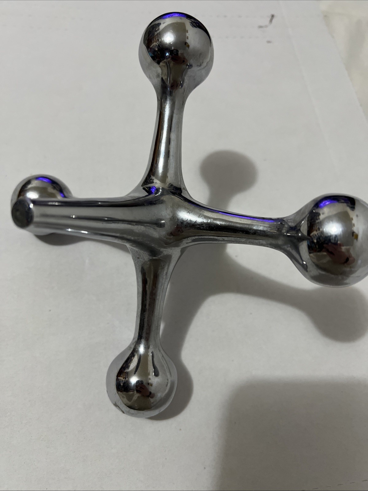 Vintage Bill Curry Style Chrome Jack Sculpture Bookend Doorstop Mid Century 