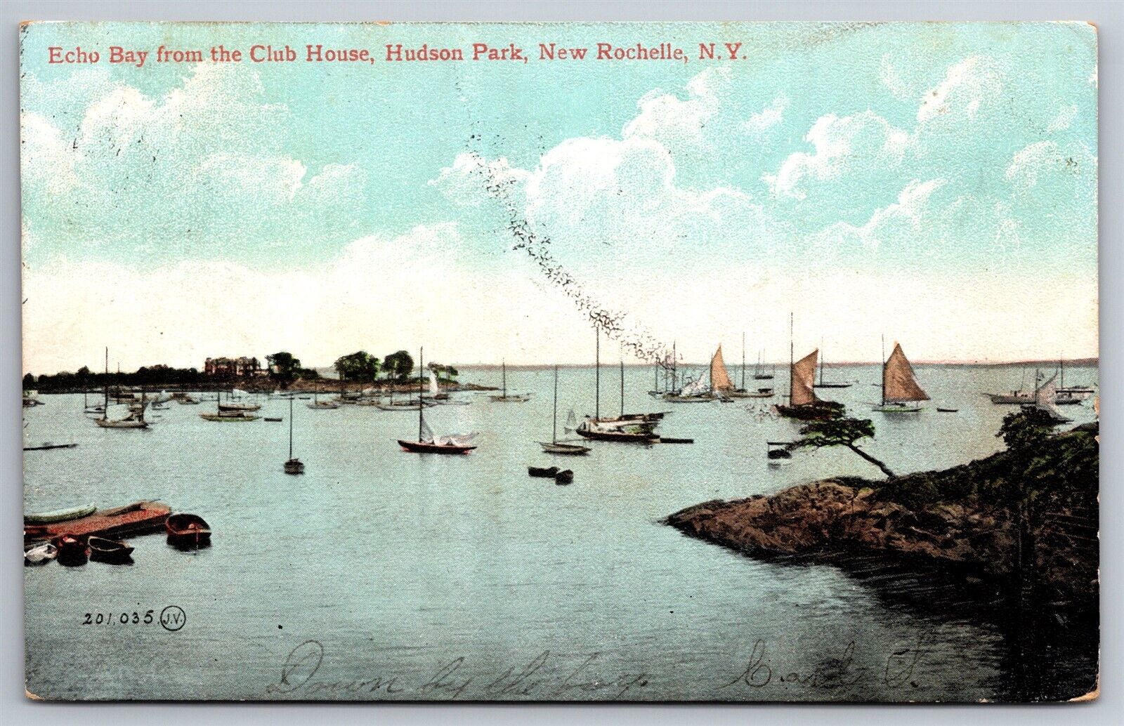 Echo Bay From Club House Hudson Park New Rochelle NY C1907 UDB Postcard T10