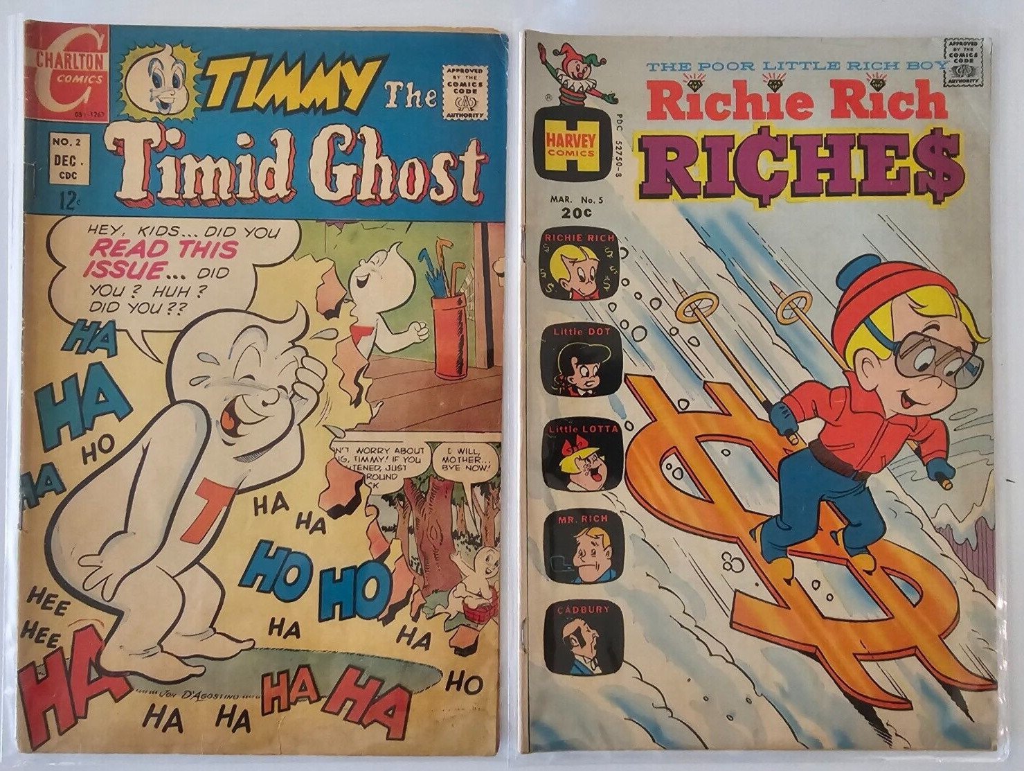 Timmy the Timid Ghost #2-12C(1967) Charlton and Richie Rich #5-20C(1973) Harvey