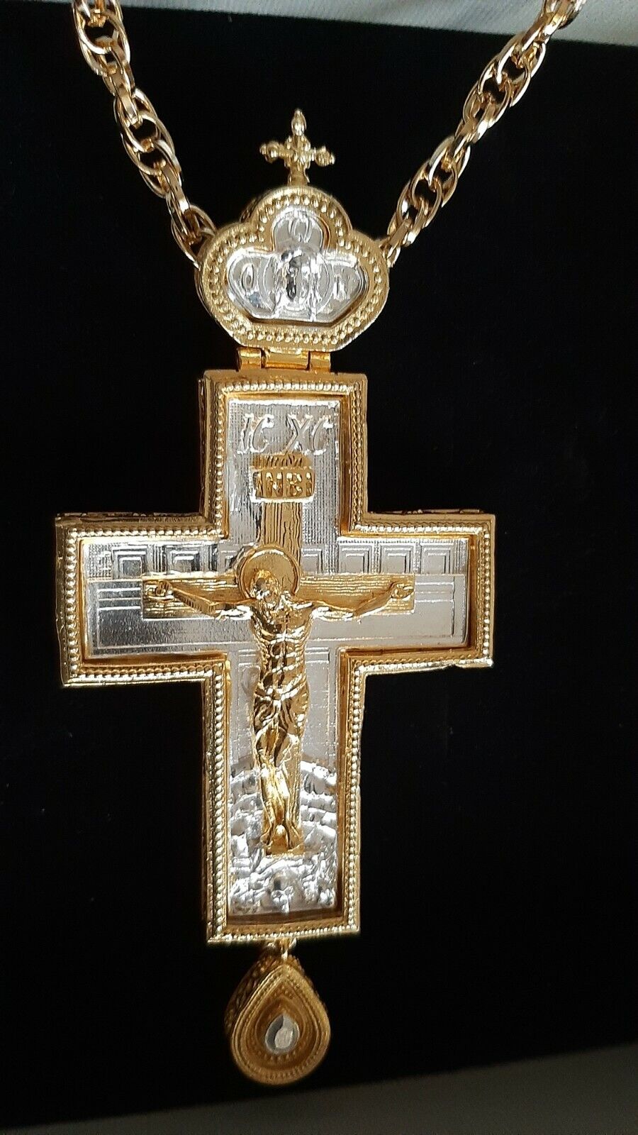 Orthodox Priest Pectoral Cross SilverPlated Double-faced 