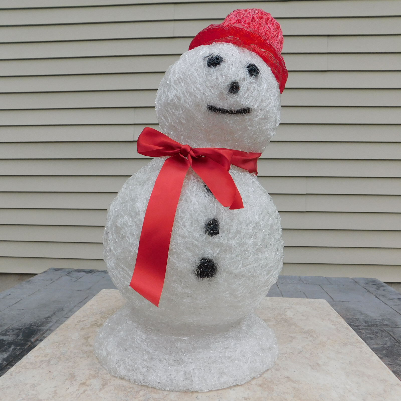 VTG Spaghetti String Spun Plastic Snowman Holiday Decoration 20