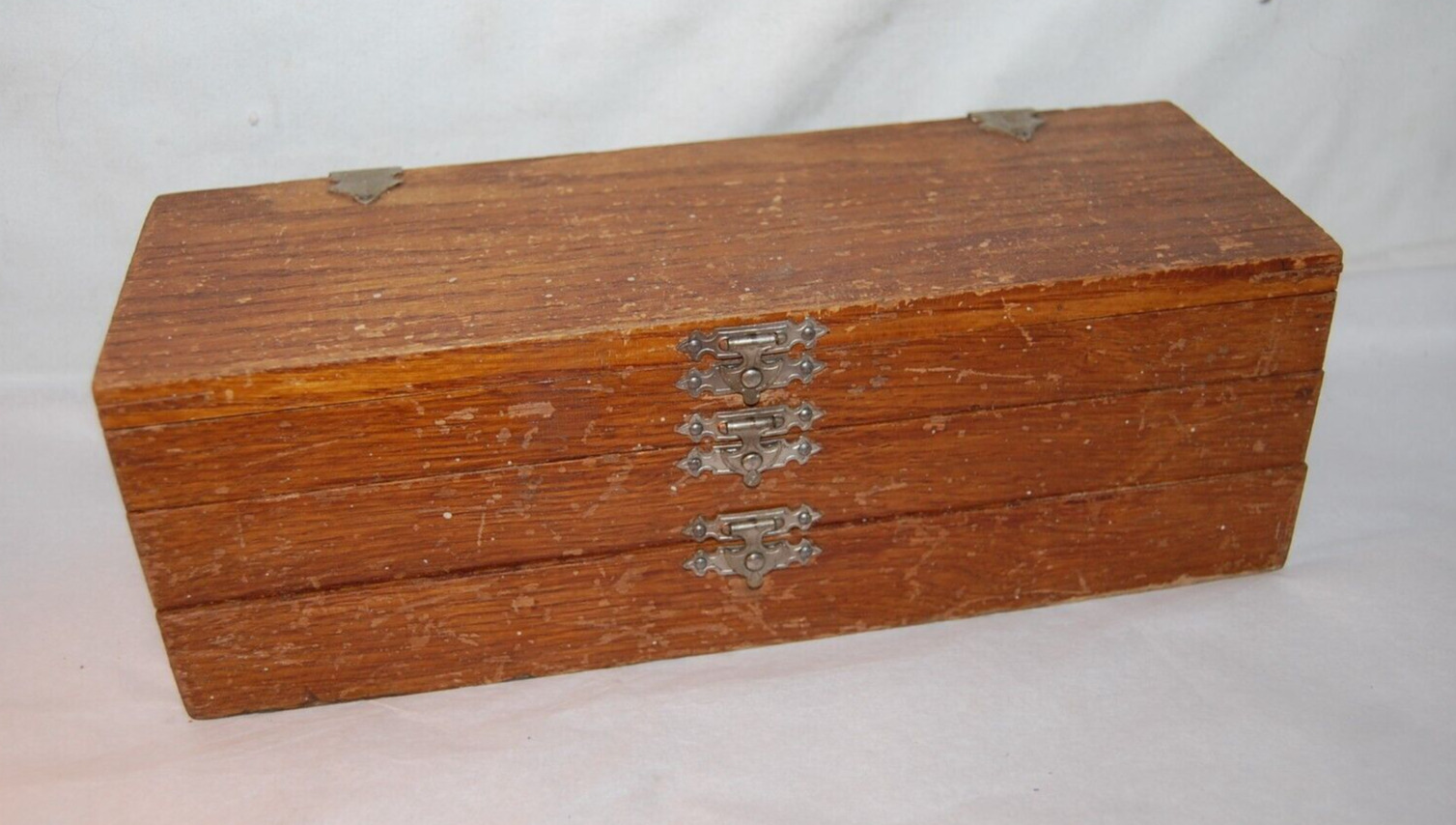 Vtg Russell Jennings 13 Piece Set Auger Drill Bits 3 Tier Oak Wood Box