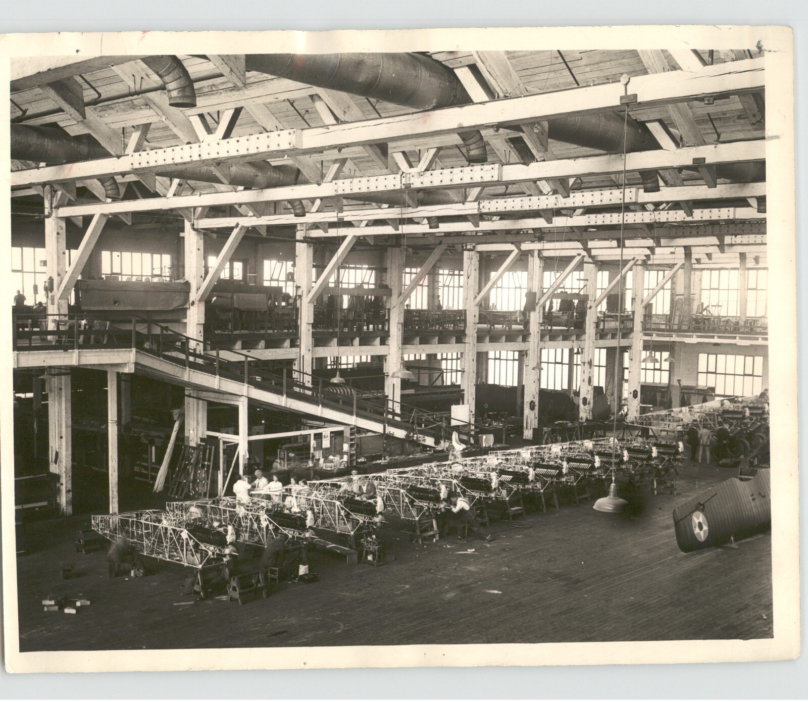 Engineers & Workers Lined at BOEING AIRPLANE PLANT Aviation 1927 Press Photo