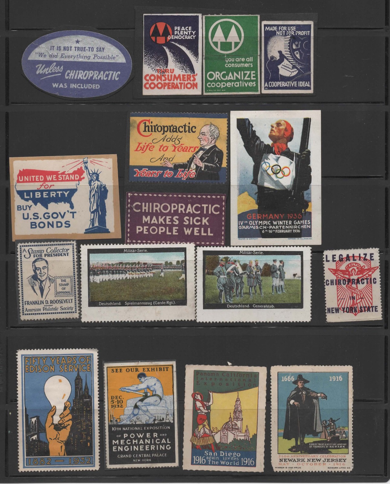 43 Vintage Poster Stamps, Cinderellas, SESQUI CENTENNIAL, CHIROPRACTIC, SCHOOLS 43 Vintage Poster Stamps, Cinderellas, SESQUI CENTENNIAL, CHIROPRACTIC, SCHOOLS