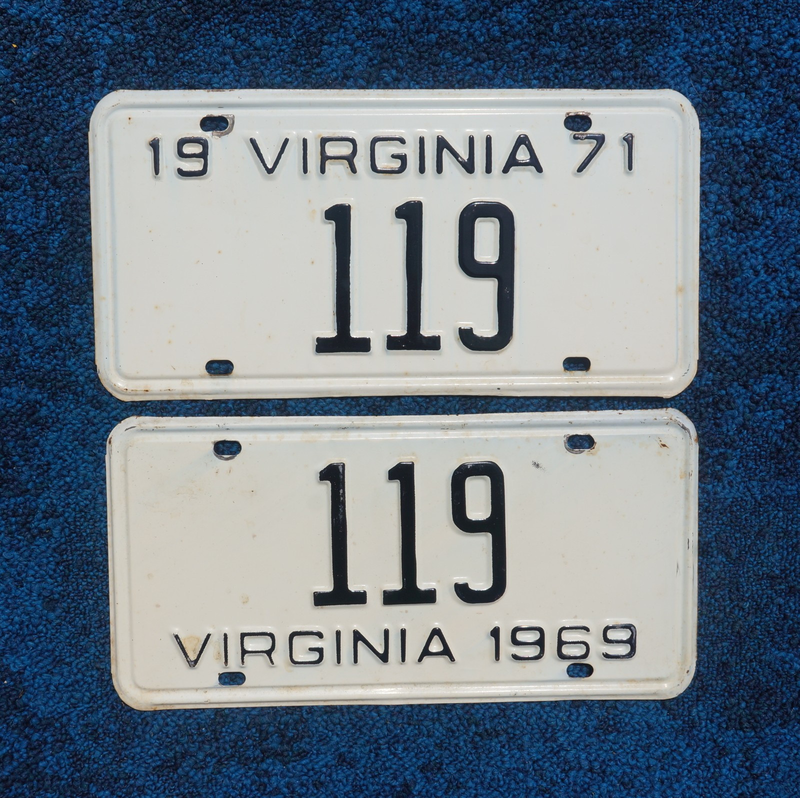 1969 & 1971 VIRGINIA License Plate Low # 119