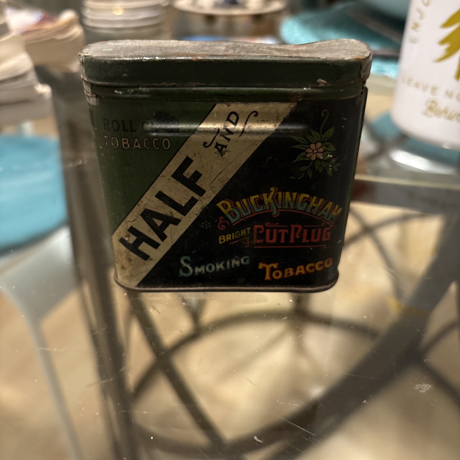 Vintage Half and Half Buckingham Bright Cut Plug smoking tobacco tin 1930s
