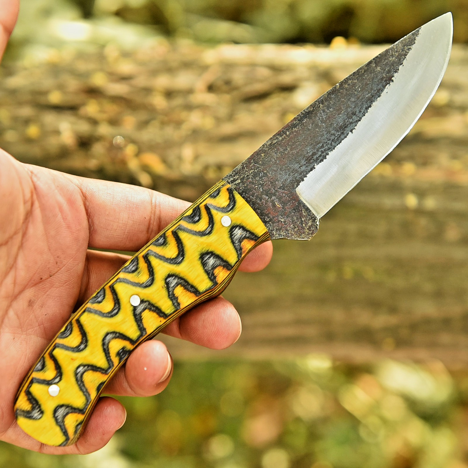 Custom Hard Forged Carbon Steel Fix Blade Knife Outdoor tactical leather sheath