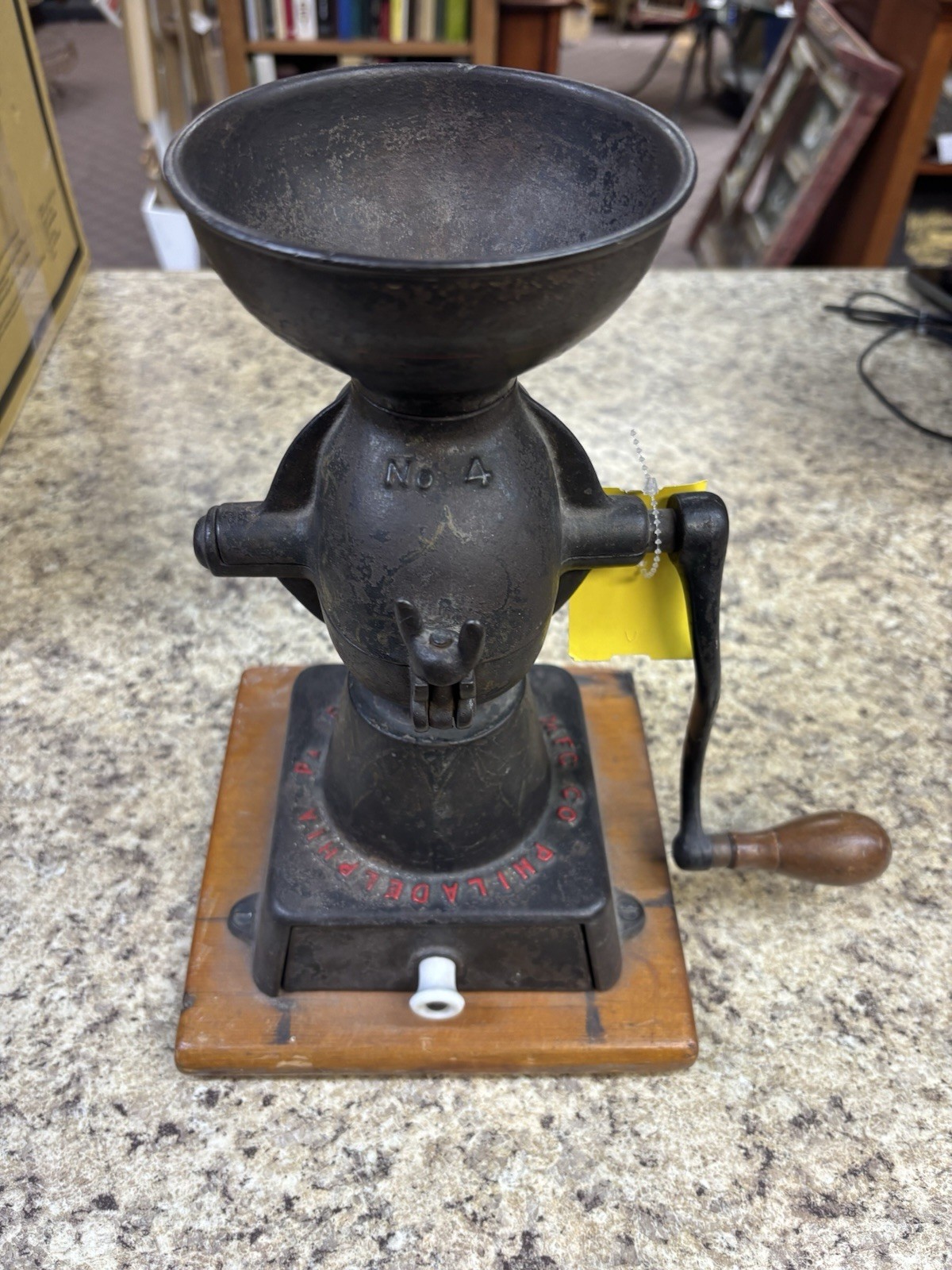 Antique Enterprise Mfg. Co., Cast Iron Coffee Grinder, No.4 Patented 1873.