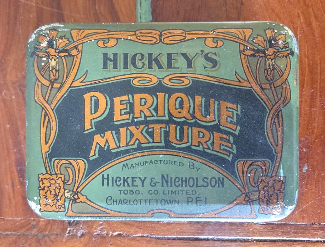 Antique 1920s Litho Hickey's Perique Mixture Tobacco Tin Art Nouveau Canada