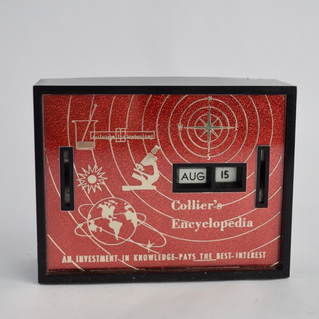 Vintage 1960\'s Collier\'s Encyclopedia Calendar Coin Bank Allcoin USA NO KEY
