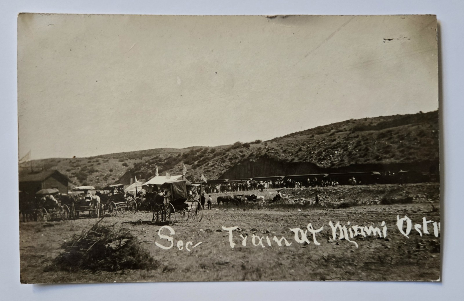 Vintage Arizona RPPC Miami AZ Section Train Railroad HB Meriwether Photo Globe