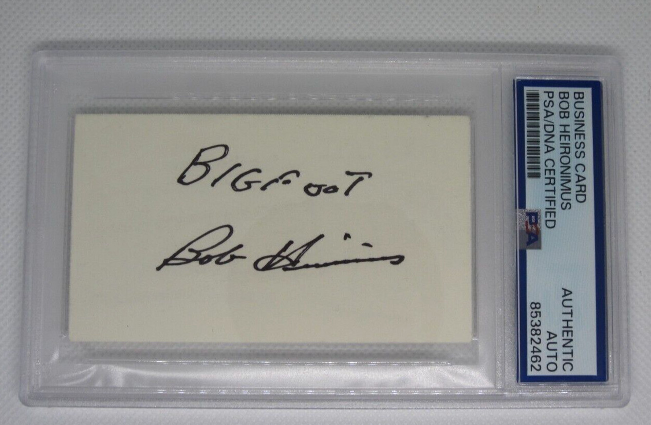 Bob Heironimus signed autographed PSA DNA business card was he Bigfoot? Hoax? Bob Heironimus signed autographed PSA DNA business card was he Bigfoot? Hoax?