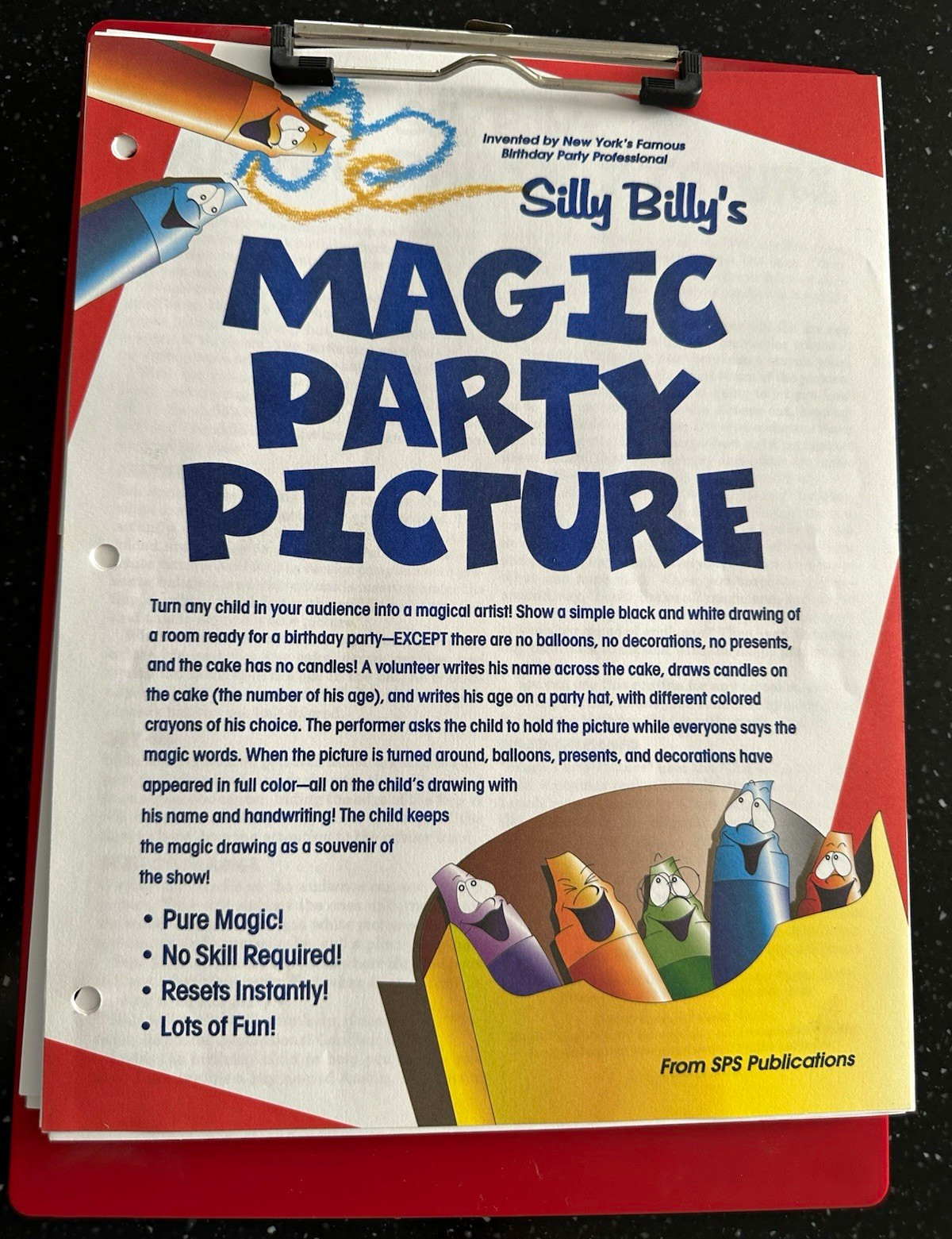 Silly Billy's Magic Party Picture by SPS  Vintage 2000 Complete Kit + 24 Refills