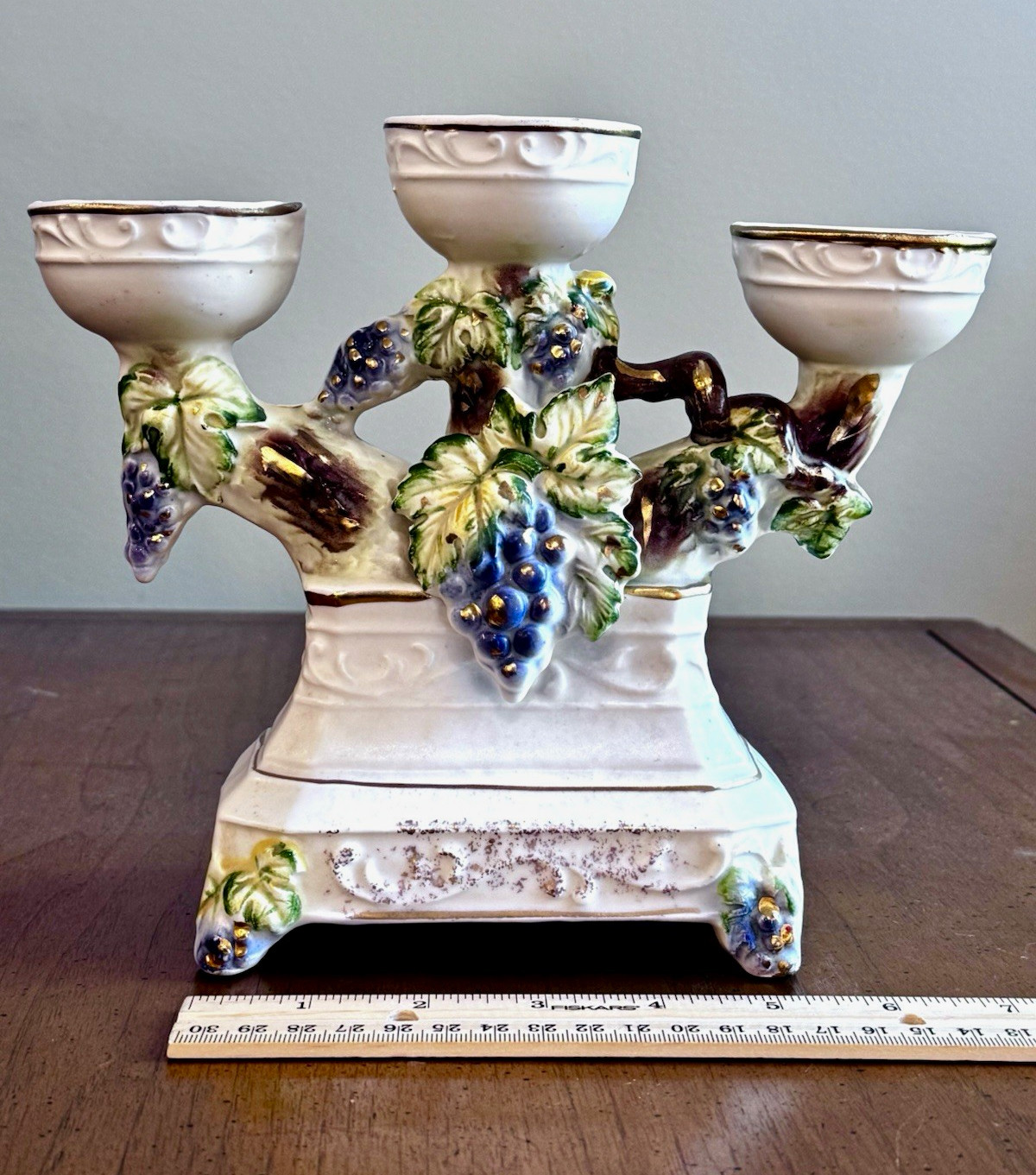 Vintage Three-Arm Grapevine Triple Candlestick / Candelabra