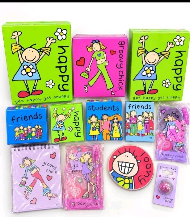 Vintage Y2K Bang on the Door Groovy Chick Friends Happy 12-Piece Lot NEW Sealed