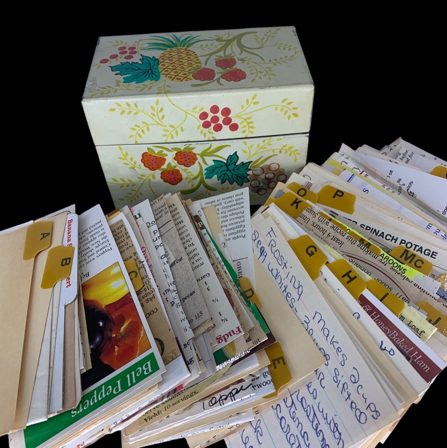 Vintage Recipes Recipe Box Hand Written Clipped Printed Louisiana Cajun Creole  