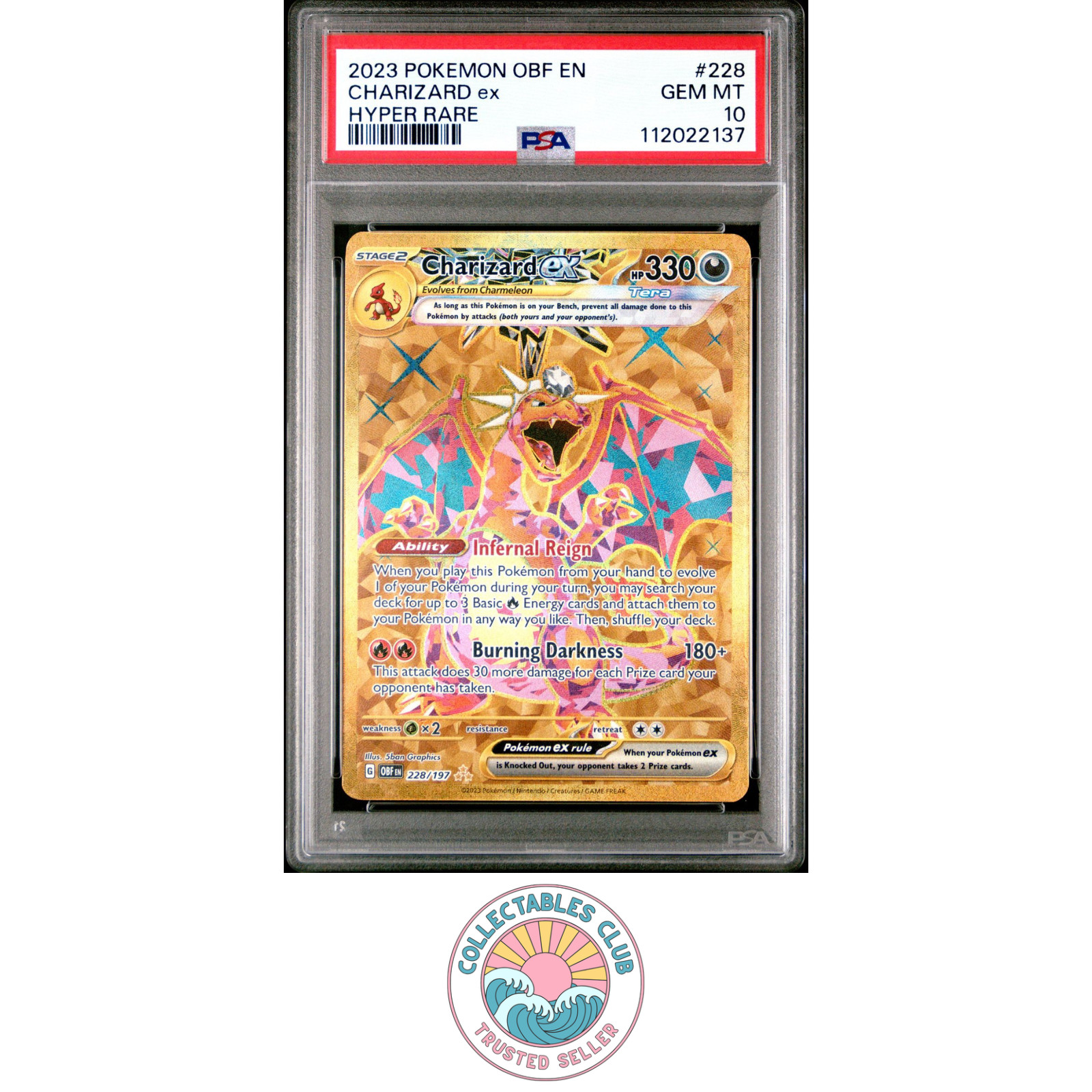 PSA 10 Charizard Obsidian Flames 228 Ex Hyper Rare GOLD Pokemon ✅ PSA 10 Charizard Obsidian Flames 228 Ex Hyper Rare GOLD Pokemon ✅
