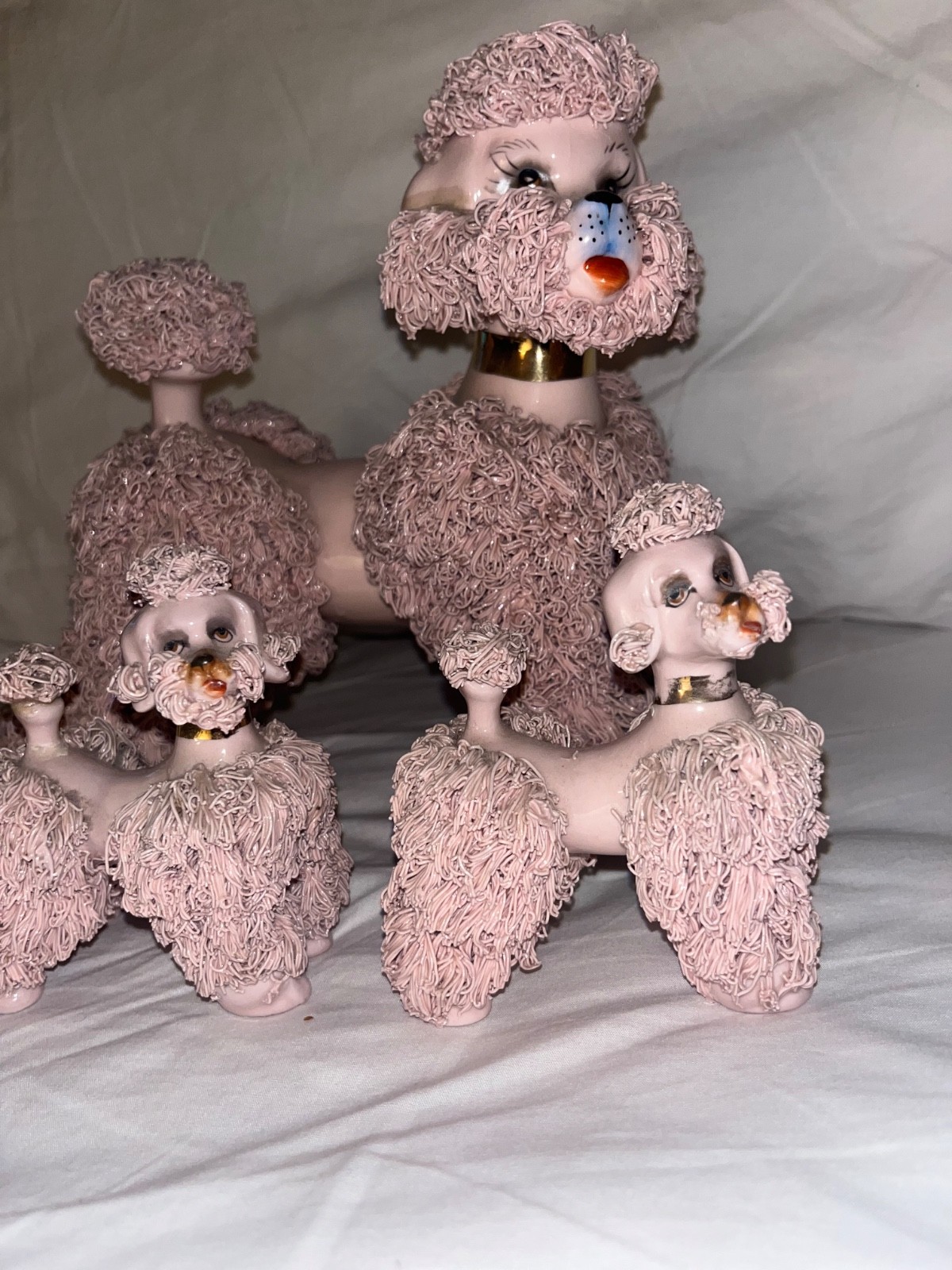 Large 1950s Vintage Pink Spaghetti Poodle Porcelain Figurine Two Puppies Kreiss?