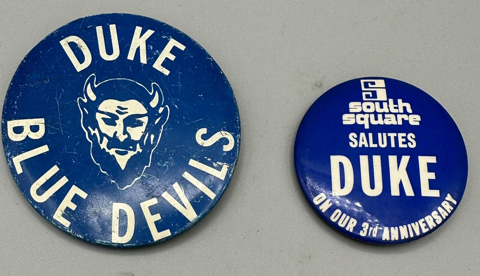 Duke University Blue Devils Vintage Pin Back Buttons Set of 2