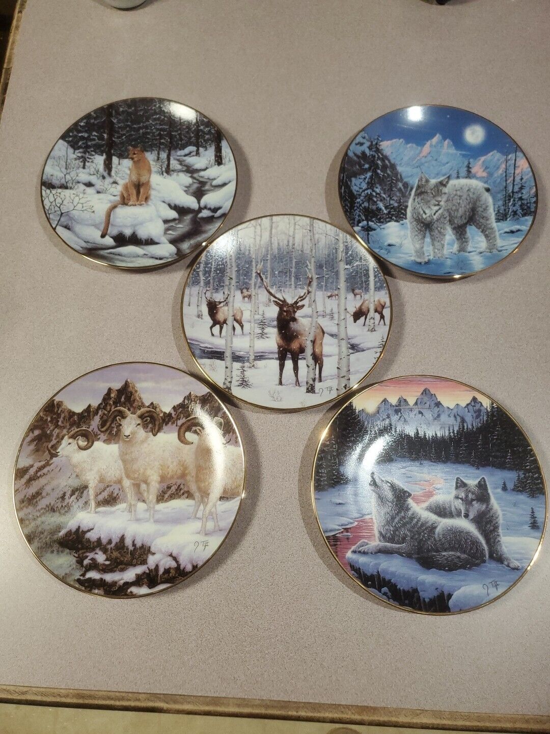5 Piece Vintage 1994 The Hamilton Wildlife Collection Plates