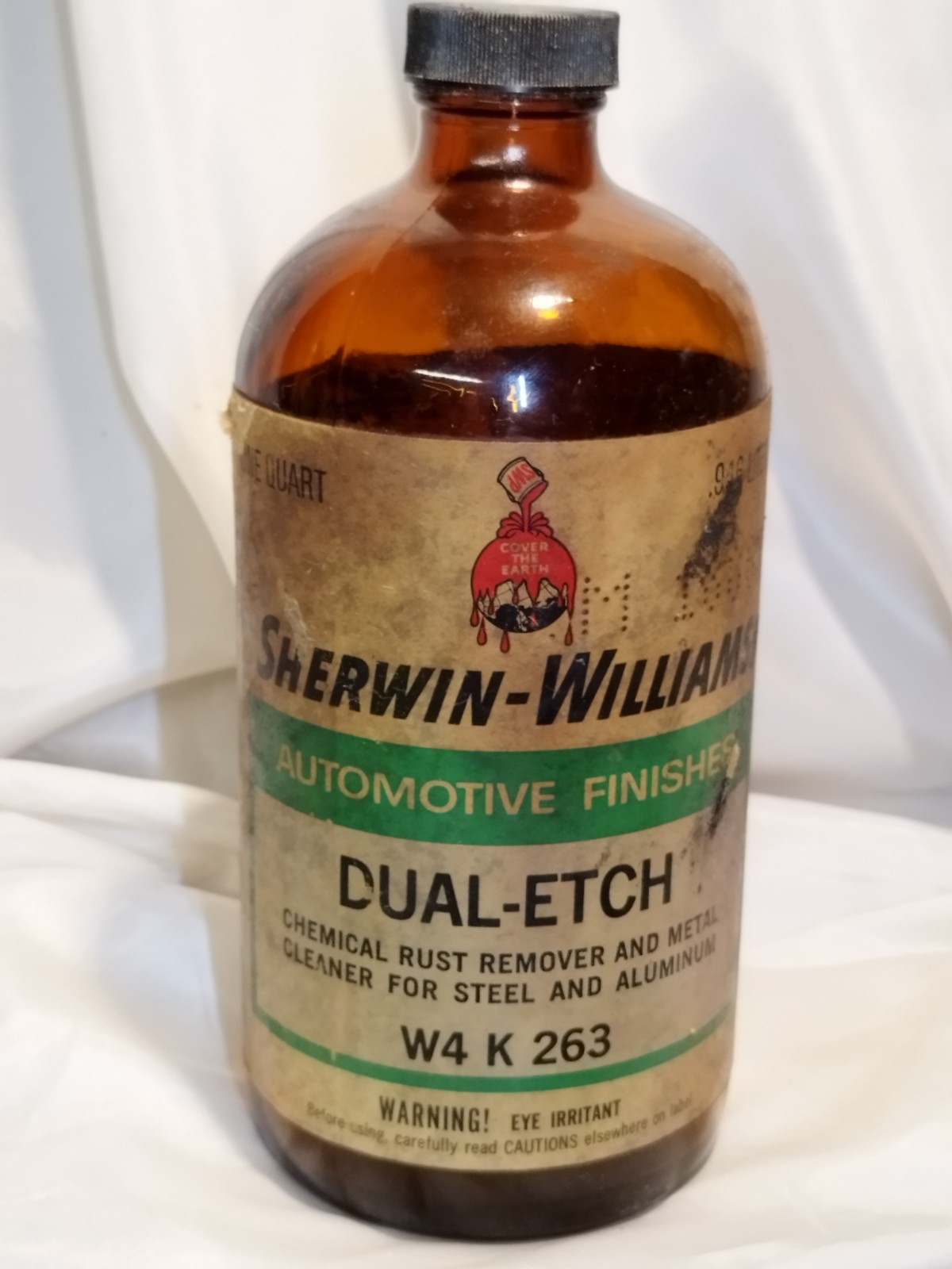 Vintage 1957 Sherwin-Williams Automotive Finishes Dual-Etch Glass Bottle & Cap