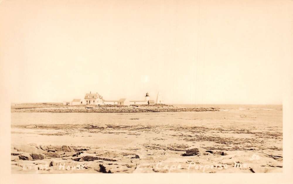 Cape Porpoise Maine Light House, Real Photo Vintage Postcard U31022