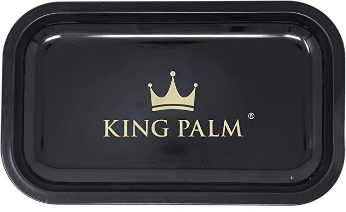 King Palm | Small Metal Rolling Tray | Black | 10.5 x 6.5 Inch