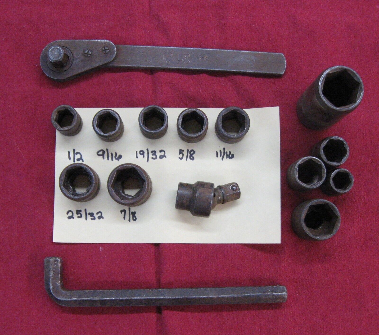 Vintage Hinsdale Socket Set With Ratchet, Swivel, Allen Wrench, USA, Tools