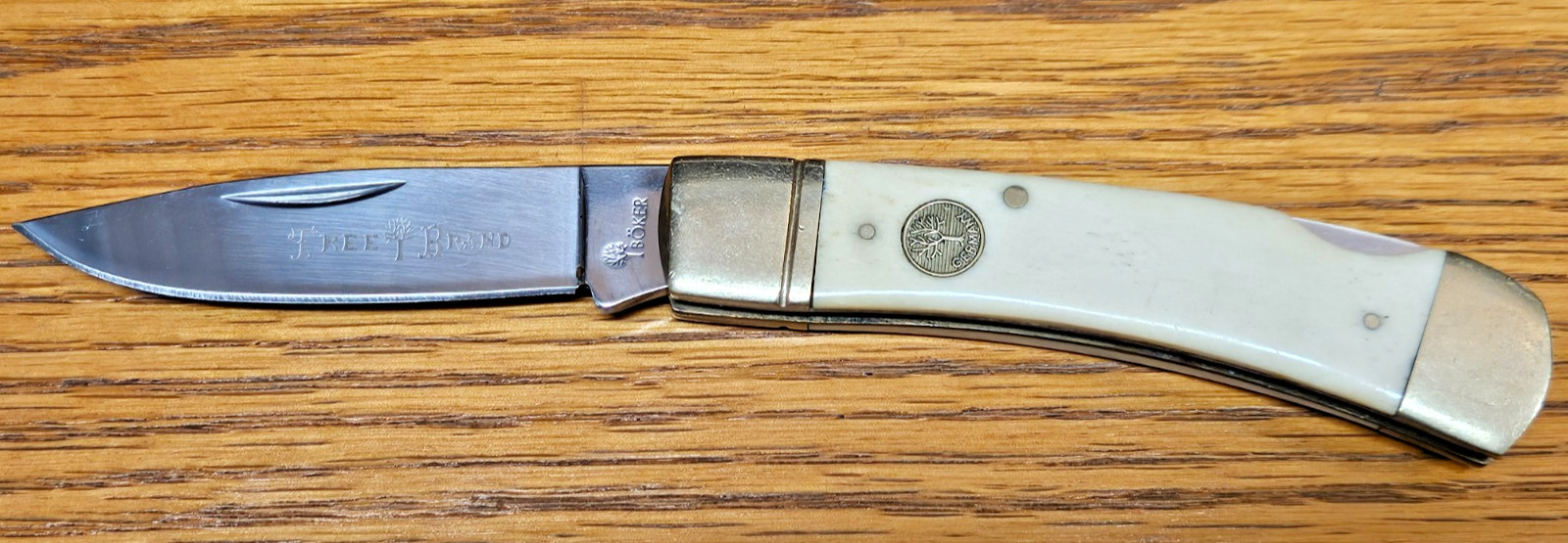 Vintage Boker Tree Brand Knife White Smooth Bone Single Blade Lockback