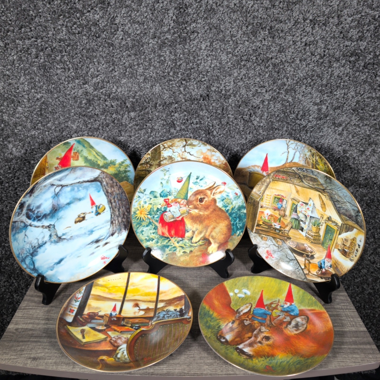 VTG Rien Poortvliet FULL SET Legends of the Gnomes Collector Plates EUC