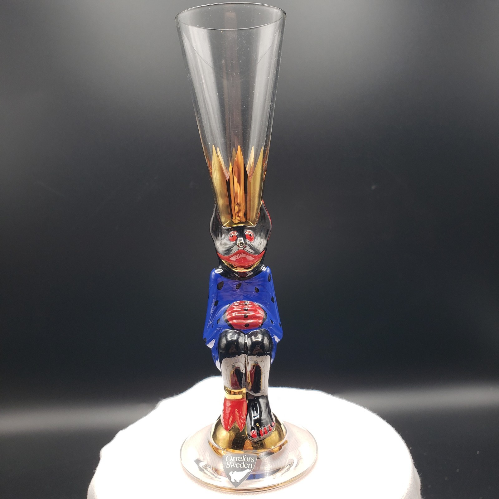 Orrefors Nobel Devil Snaps Shot Glass In Blue by Gunnar Cyrén Made In Sweden