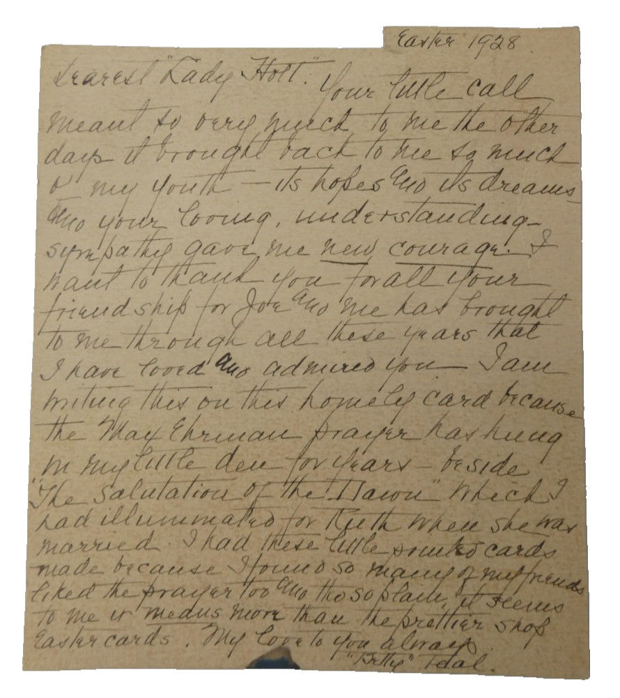 1928 Easter Greeting Card w/ Prayer by Max Ehrmann & Handwritten Message